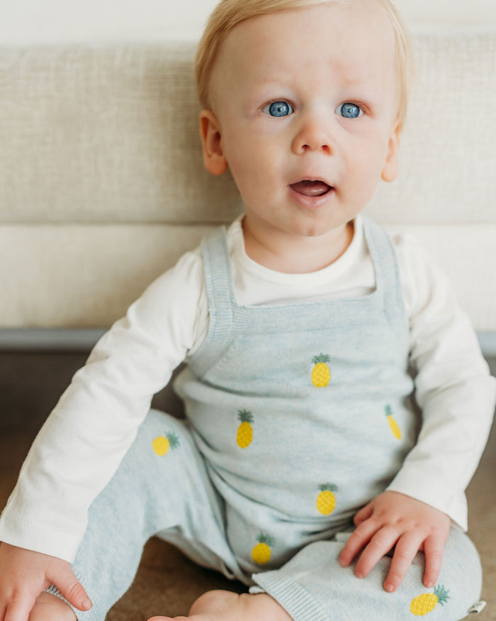 Pineapple Embroidered Baby Overall & Bodysuit Set (Organic Cotton) model