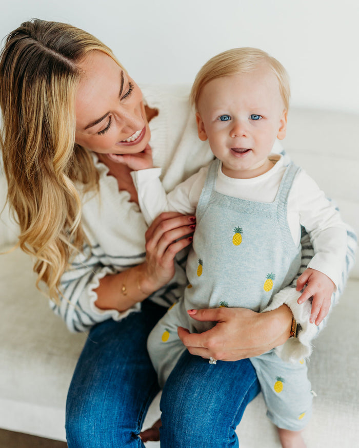 Pineapple Embroidered Baby Overall & Bodysuit Set (Organic Cotton) Lifestyle Models