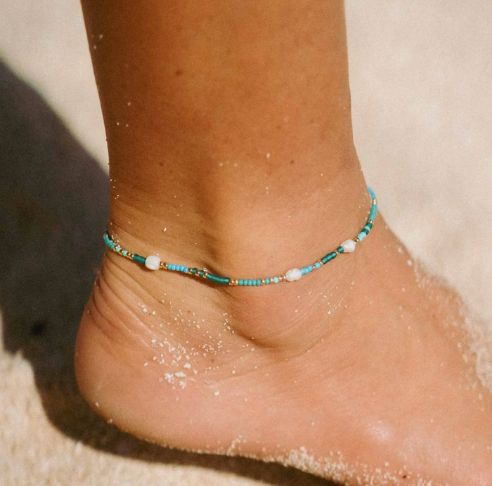 PINEAPPLE GIADA CINTA PEARL BEADED SURF ANKLET GAP -003