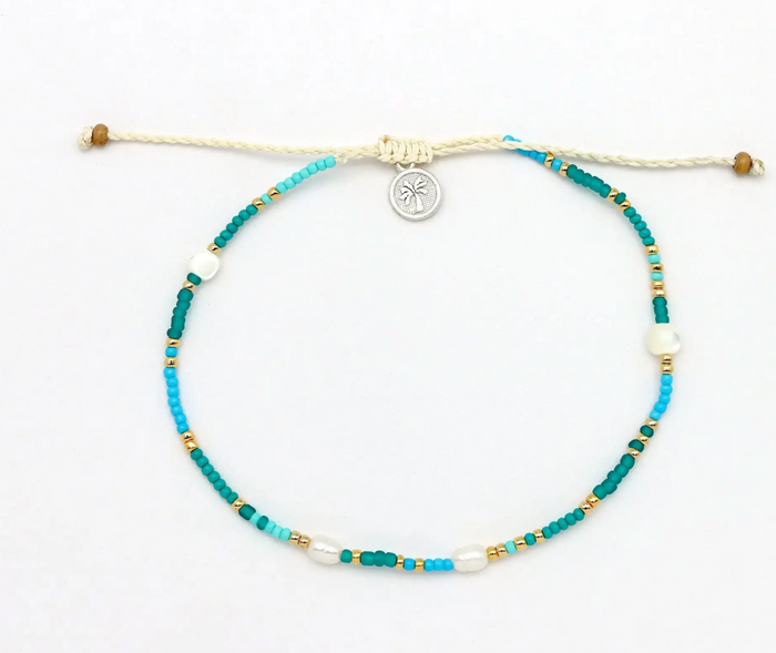PINEAPPLE GIADA CINTA PEARL BEADED SURF ANKLET GAP -003