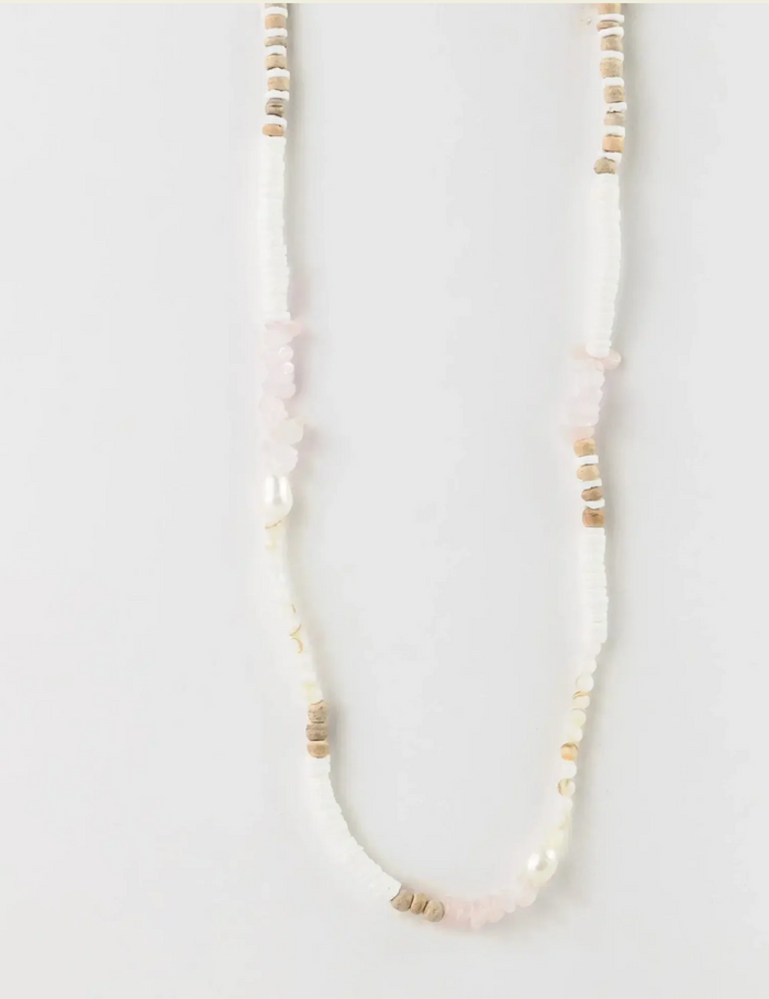 PINEAPPLE LOVE IS HERE NATURAL STONE, PEARL & SHELL NECKLACE LIMN-009