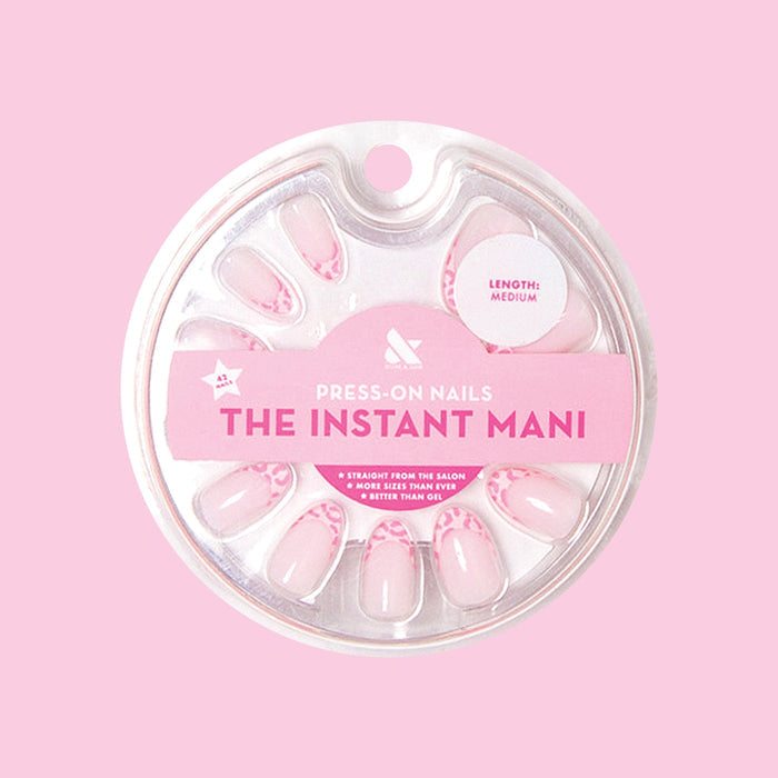 Pink Cheetah - Press-On | Medium | Almond medium almond false nails with pink cheetah french tip for easy at-home mani