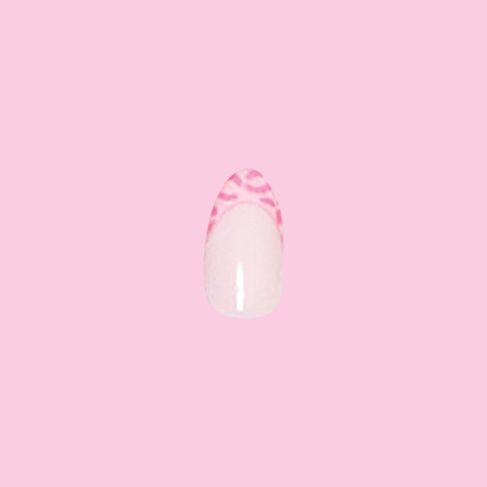 Pink Cheetah - Press-On | Medium | Almond medium almond nail with a pink cheetah french tip for easy mani