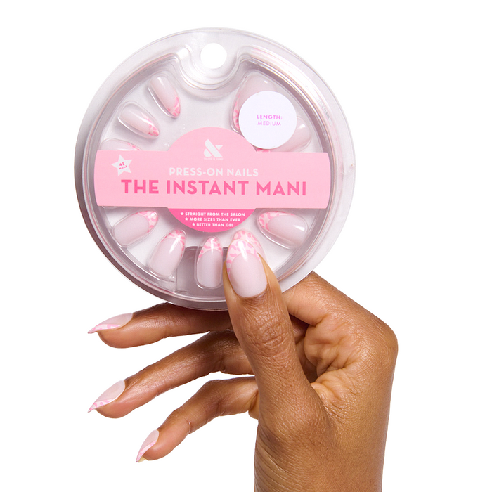 Pink Cheetah - Press-On | Medium | Almond medium almond nails with pink cheetah french tip for an easy at-home mani