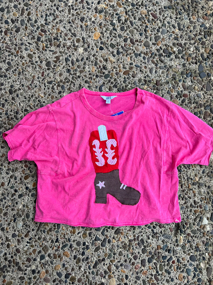 Pink cowboy boot shirt