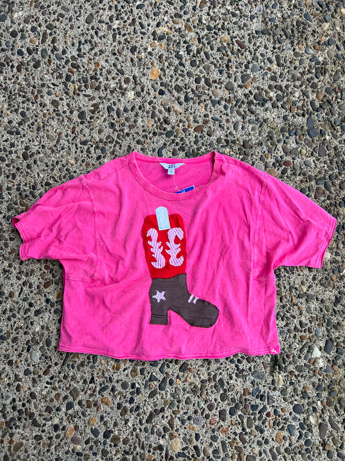Pink cowboy boot shirt
