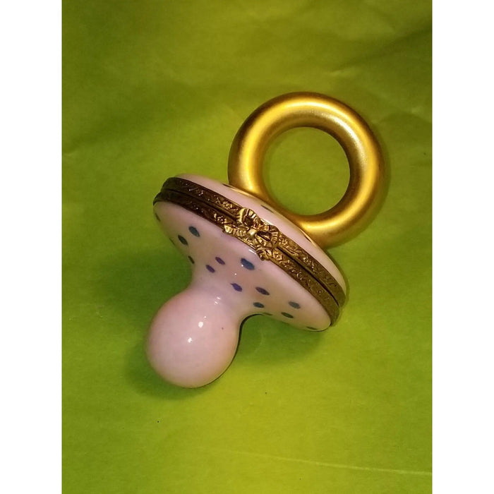 Rare Pink Pacifier Baby Box Porcelain Limoges baby limoges box babies maternity French Trinket Box