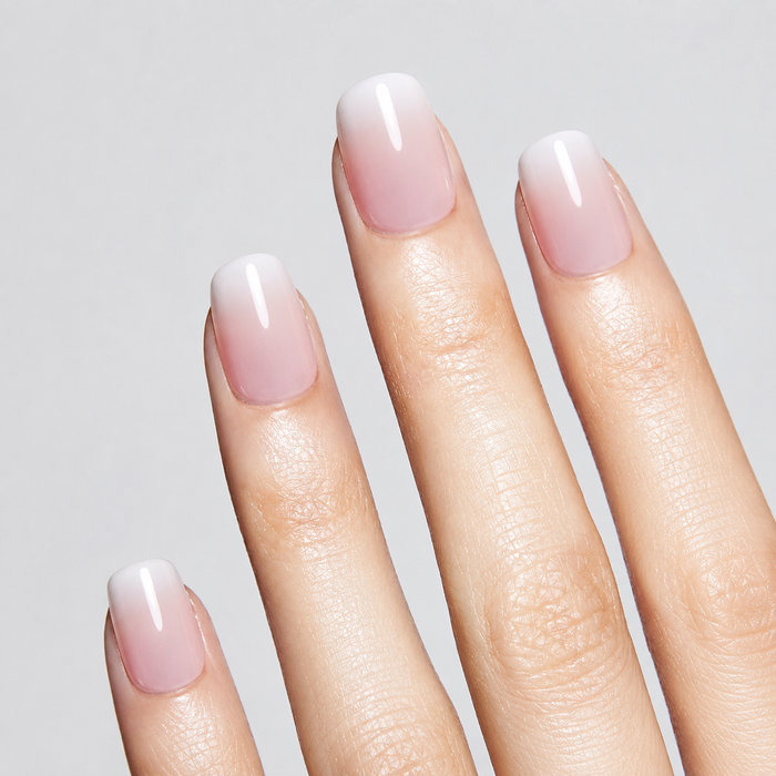 Pink to White Ombre Glossy Gel Nail Stickers