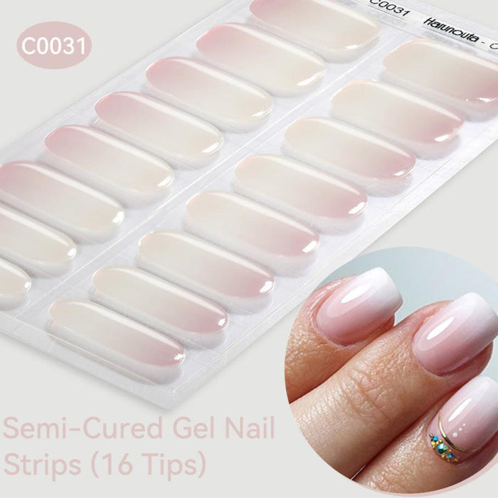 Pink to White Ombre Glossy Gel Nail Stickers