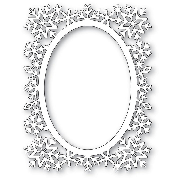 Poppystamps - Metal Die - Snowflake Oval Frame. Available at Embellish Away located in Bowmanville Ontario Canada.