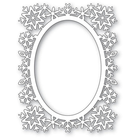 Poppystamps - Metal Die - Snowflake Oval Frame. Available at Embellish Away located in Bowmanville Ontario Canada.