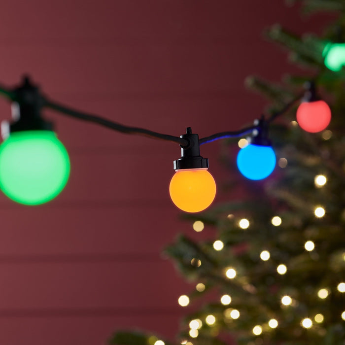 Pro Connect 10m 20 Multi Coloured Connectable Festoon Lights Black Cable