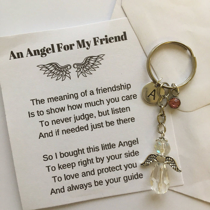 Protection Angel Personalized Guardian Angel Keychain, Best Friend Gift Idea