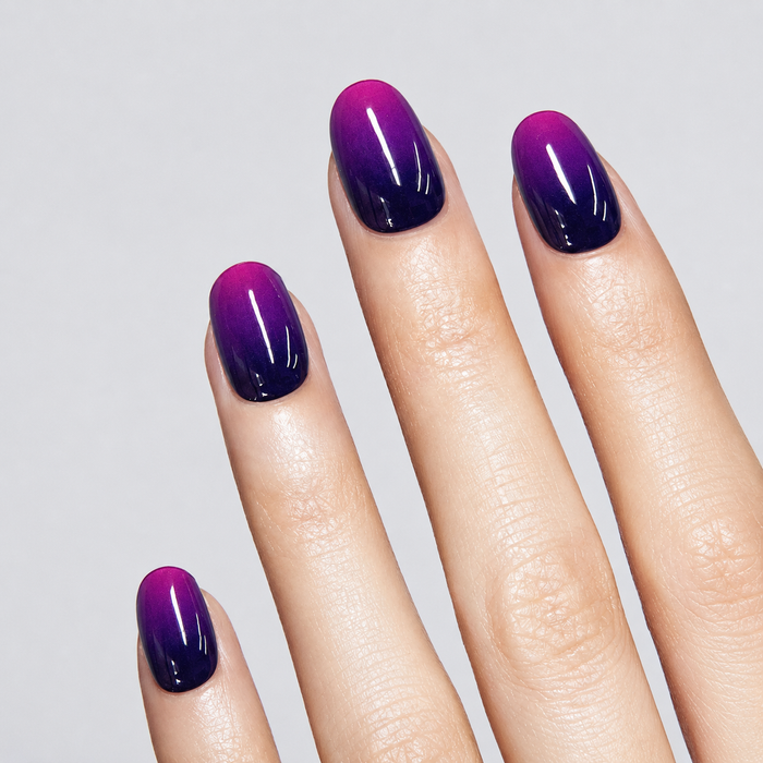 Purple to Black Ombre Glossy Gel Nail Stickers