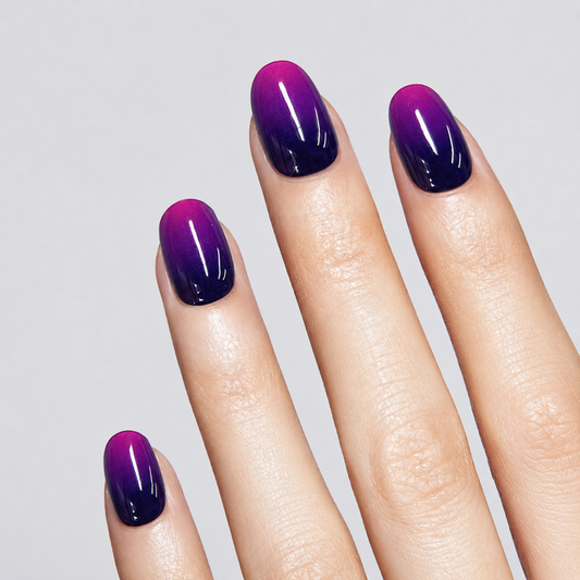 Purple to Black Ombre Glossy Gel Nail Stickers