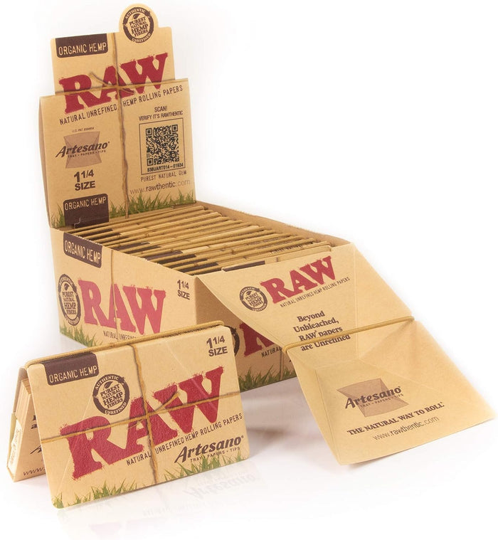 RAW | ORGANIC HEMP PAPERS ARTESANO 1 1/4 SIZE | 15PK