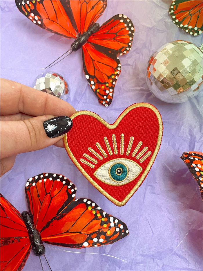 Red Heart Evil Eye Patch