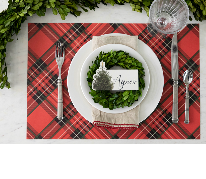 red plaid place mats