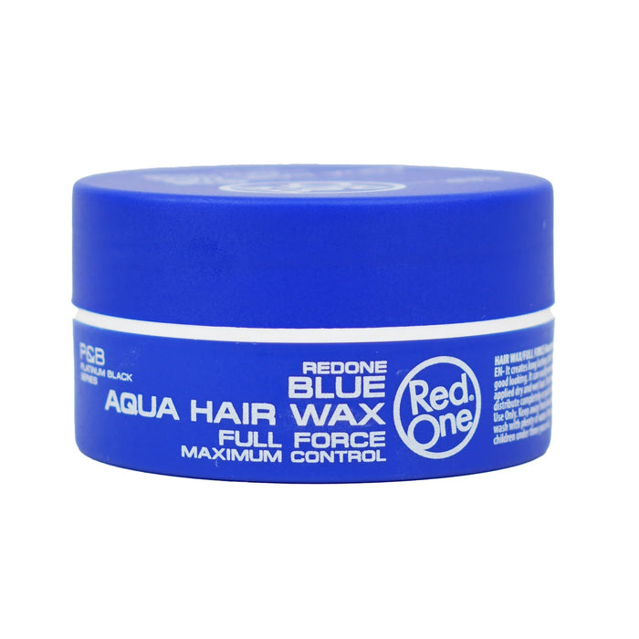 RedOne Blue Aqua Hair Wax blue round jar with full force maximum control styling wax by REDONE