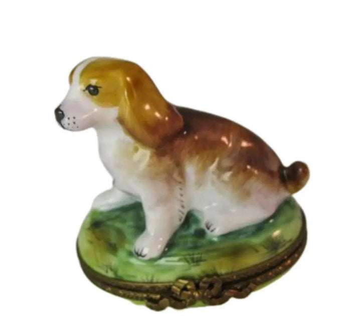 Beagle Dog on Grass Porcelain Limoges dog limoges boxes French Trinket Box