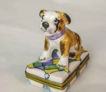 Puppy Dog Porcelain Limoges dog limoges boxes French Trinket Box