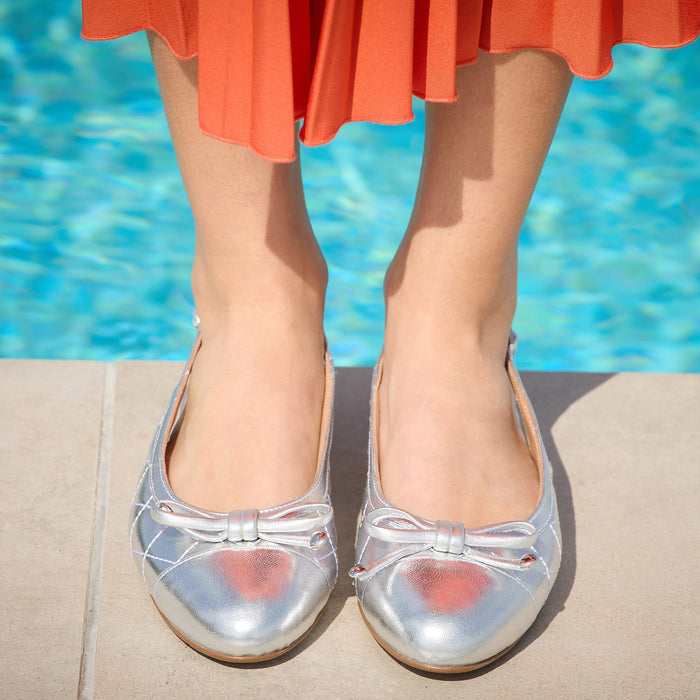 Ritz: Silver Quilted Leather Shoes Sole Bliss