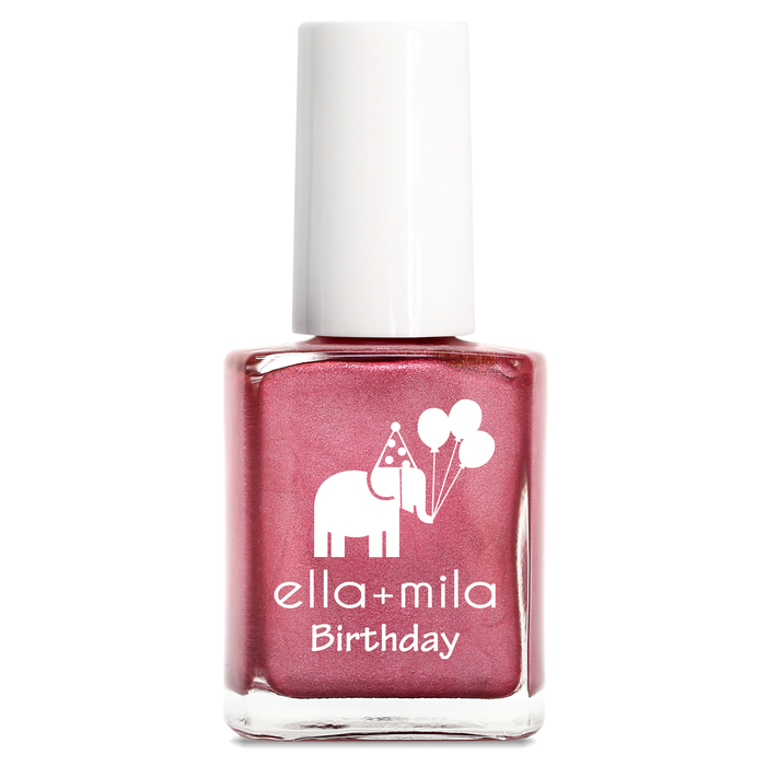 Rosy Quartz shimmery rose gold pink nail polish bottle – ella+mila Birthday