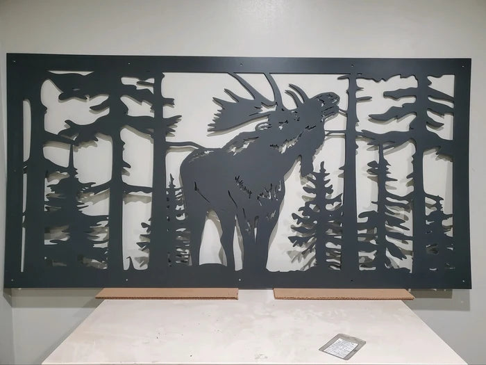 Rustic Moose In Forest Panel Art