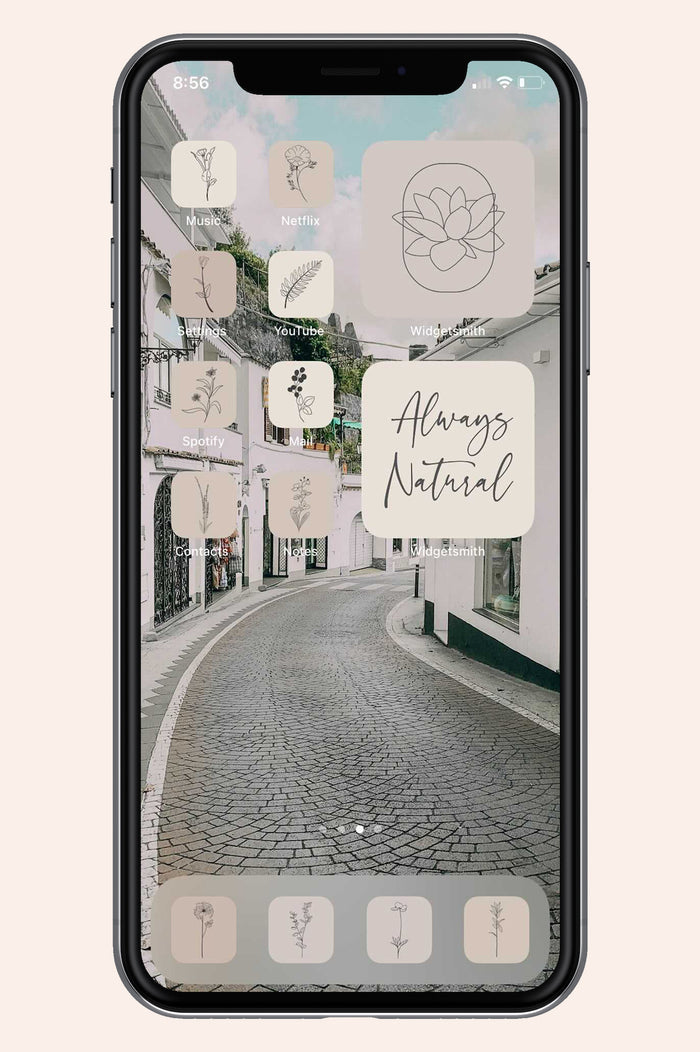 beach town muted themed icons and widgets with neutral colors