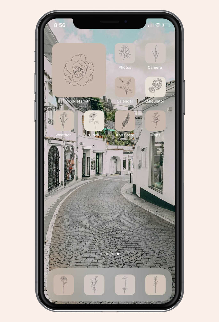 beach town muted themed icons and widgets with neutral colors