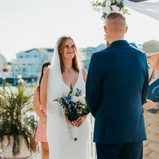 Seaside White and Blue Beach Pier Wedding