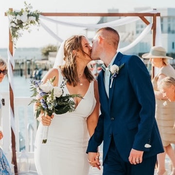 Seaside White and Blue Beach Pier Wedding