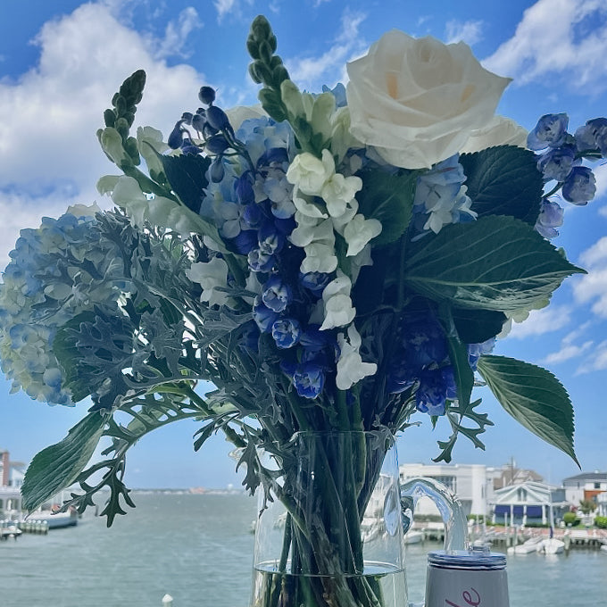 Seaside White and Blue Beach Pier Wedding
