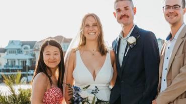 Seaside White and Blue Beach Pier Wedding