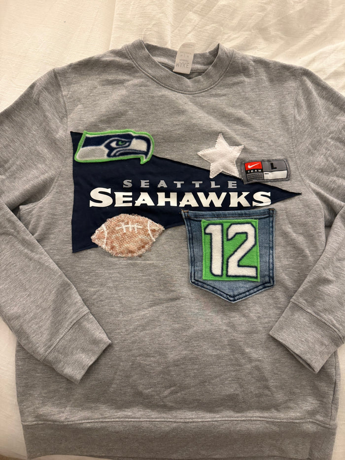 Seattle Seahawks Custom Patchwork Crewneck