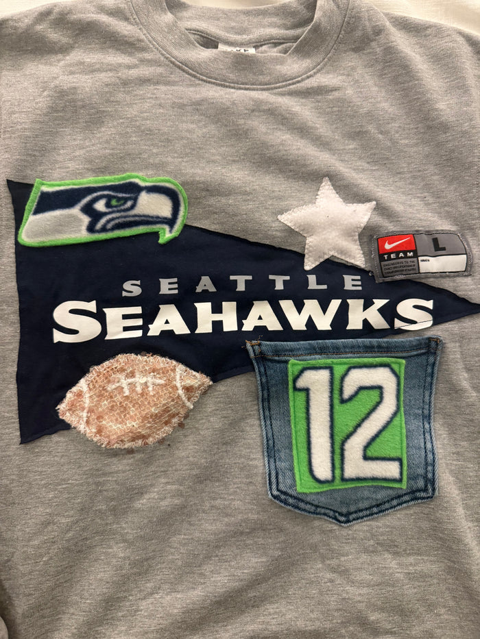 Seattle Seahawks Custom Patchwork Crewneck