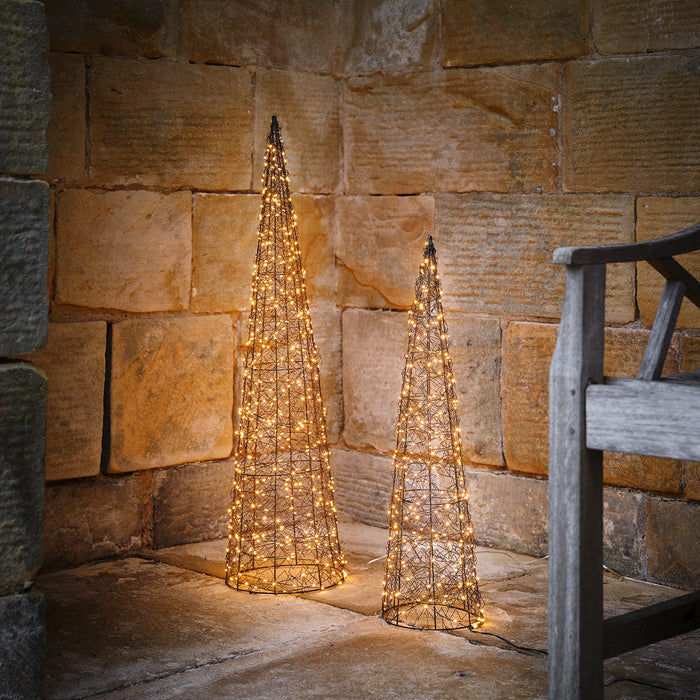 Set of 2 Warm White Micro LED Wire Cone Lights