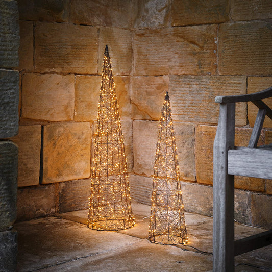 Set of 2 Warm White Micro LED Wire Cone Lights