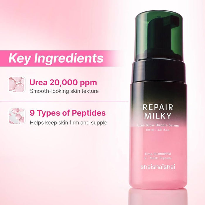 Shaishaishai Repair Milky Urea Glow Bubble Serum 110ml مصل شيشايشاي لإصلاح فقاعات توهج اليوريا الحليبية - Princess Cosmetics Qatar