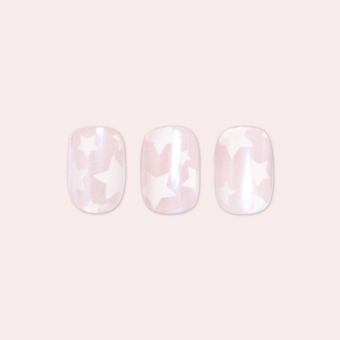 Shimmery Super Star - Press-On | Extra Short | Squoval false nails with star pattern for an easy at-home mani option