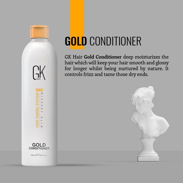 Shine Your Hair panel: Gold Conditioner deep moisturizes for smooth glossy hair, controls frizz and tames dry ends
