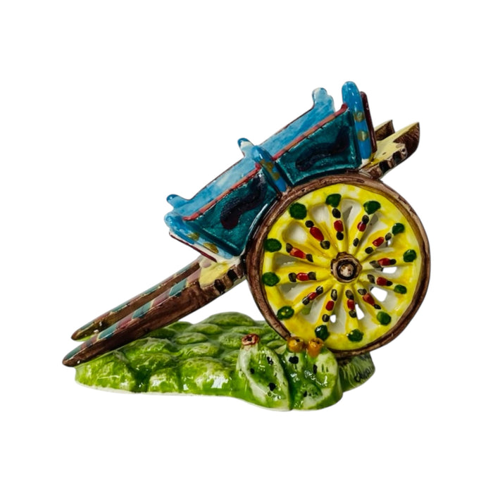 Sicilian Cart in Caltagirone Ceramic 11x8cm