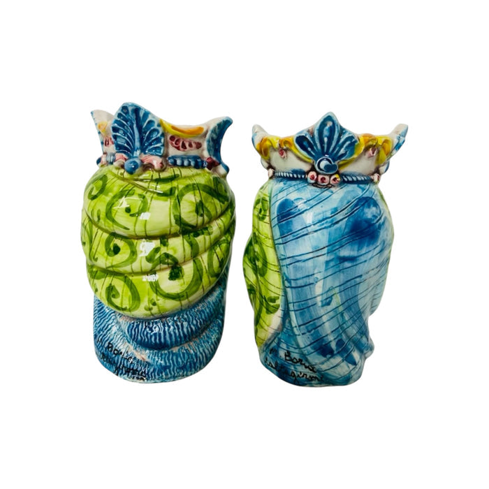 Sicilian Moor heads Crown and Turban (couple) h 13 / 14 cm approx. Caltagirone ceramic