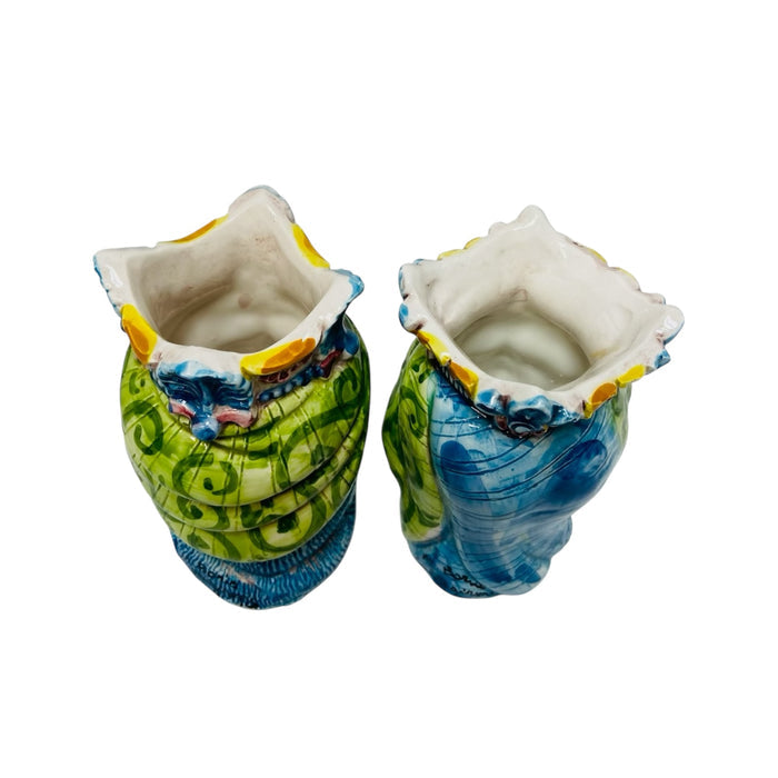 Sicilian Moor heads Crown and Turban (couple) h 13 / 14 cm approx. Caltagirone ceramic