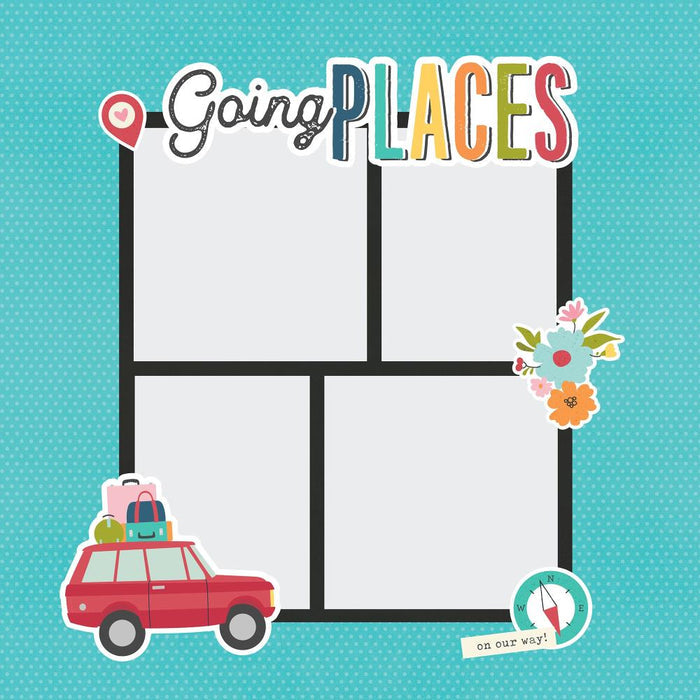 Simple Stories - Simple Pages Page Template - Design 10. Includes (1) 2-4x4 and 2-3x4 divided template. Available at Embellish Away located in Bowmanville Ontario Canada. Example.