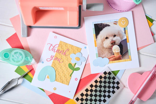 Sizzix - 2D Mini Embossing Folder - Checkered Pattern. Available at Embellish Away located in Bowmanville Ontario Canada. Example by brand ambassador.