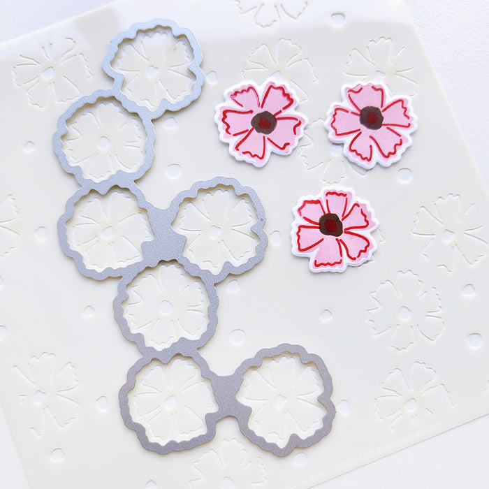 Sizzix - By Catherine Pooler - Layered Stencils (4pk) & Die Cuts - In Bloom. Available at Embellish Away located in Bowmanville Ontario Canada. Example by Catherine Pooler