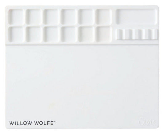 Sizzix Media Mat with Palette & Brush Hold by Willow Wolfe. Approximate Design Size: 8" x 10" x 1/4". Available at Embellish Away in Bowmanville Ontario Canada.