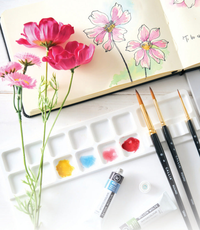 Sizzix Media Mat with Palette & Brush Hold by Willow Wolfe. Approximate Design Size: 8" x 10" x 1/4". Available at Embellish Away in Bowmanville Ontario Canada.