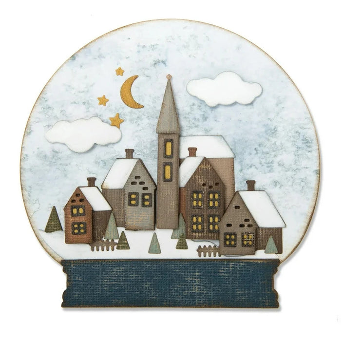 Sizzix - Thinlits Die Set by Tim Holtz - Snowglobe #2 (26pk). Die: 4 1/2" x 3 3/4" - 1/8" x 1/8". Available at Embellish Away in Bowmanville Ontario Canada. Example by brand ambassador.